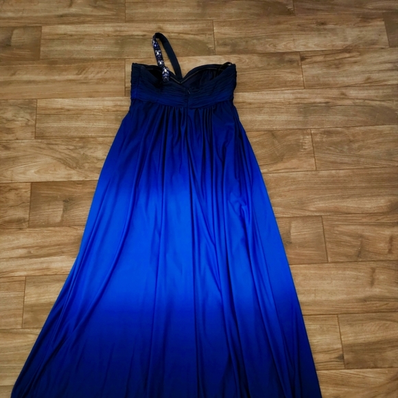 One Shoulder Blue Gown - Picture 3 of 3